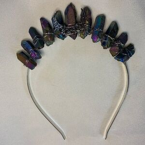 NIP! Genuine Dyed Quartz Crystal Crowns with Silver Tone Findings & Moon!